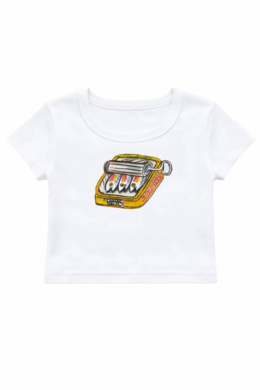 NEW KATIE J NYC women's junior sardines tee in white